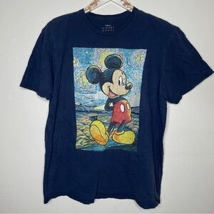 MICKEY MOUSE VAN GOGH STARRY NIGHT 100% COTTON T SHIRT SZ XL